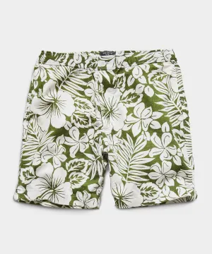 7" Pool Short in Green Floral