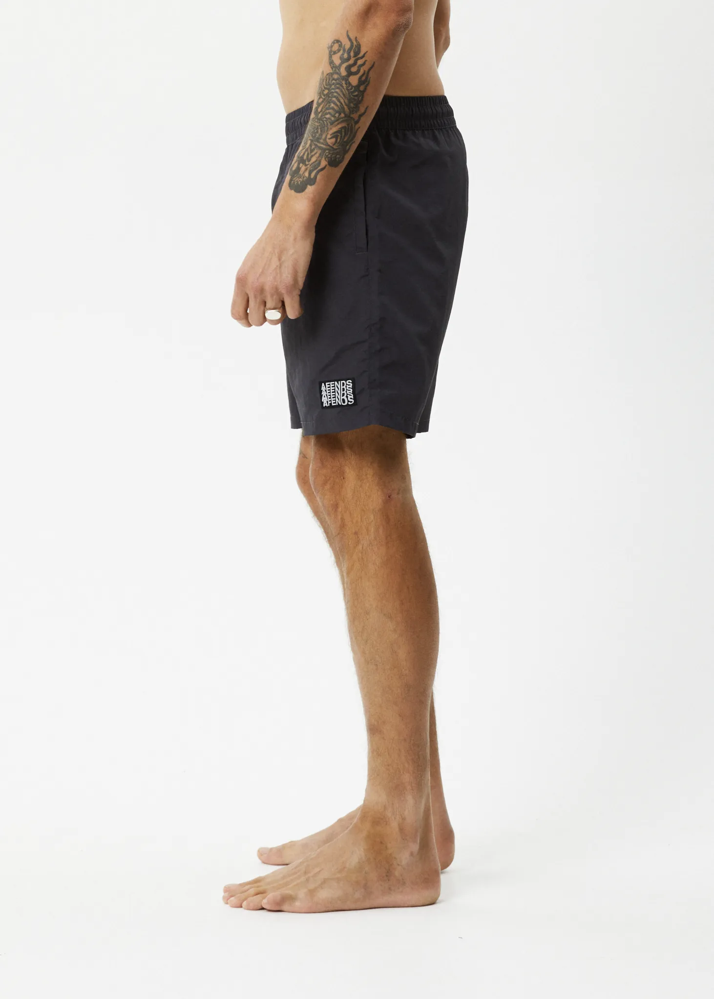 AFENDS Mens Collage - Swim Short 18" - Charcoal