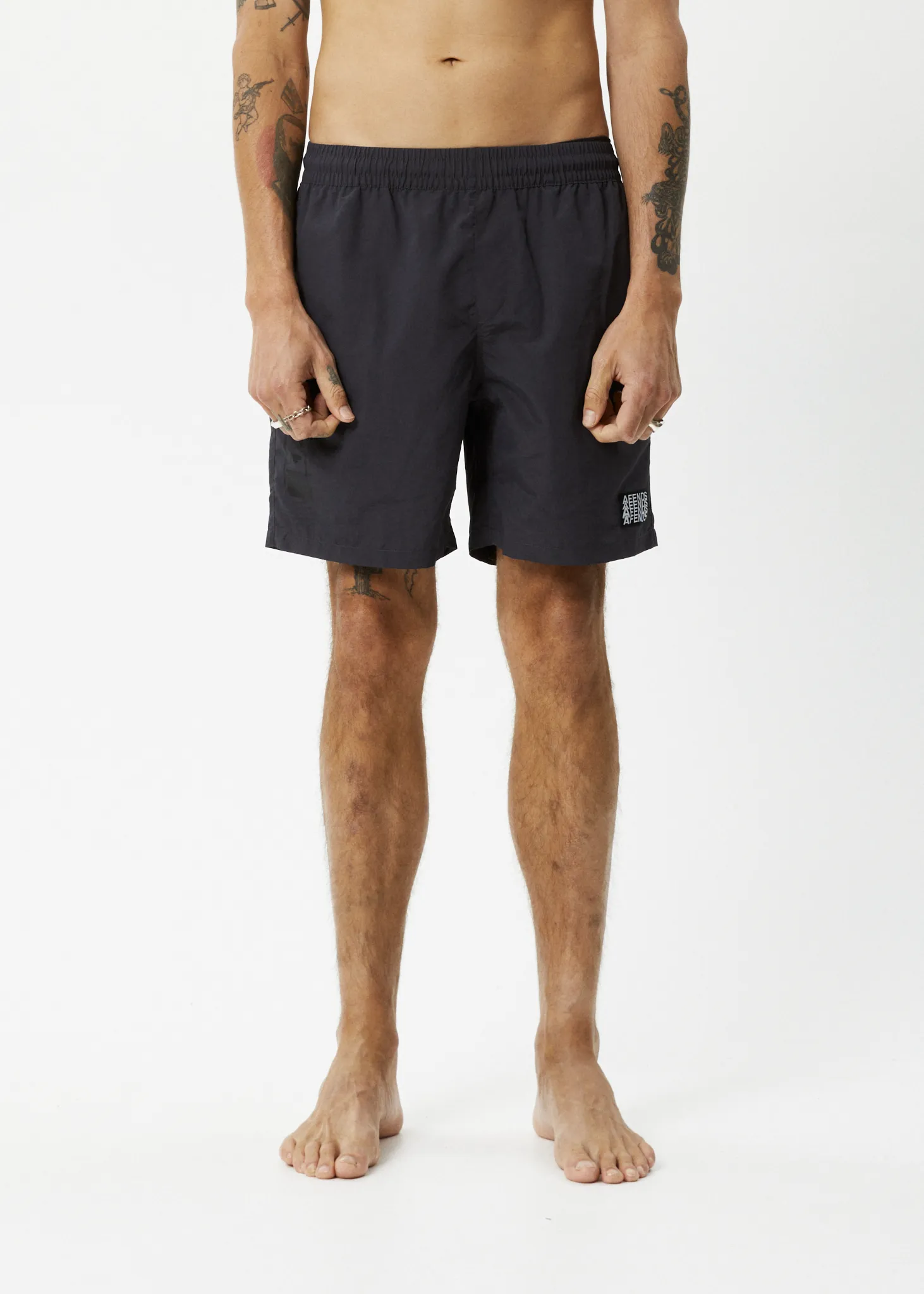 AFENDS Mens Collage - Swim Short 18" - Charcoal