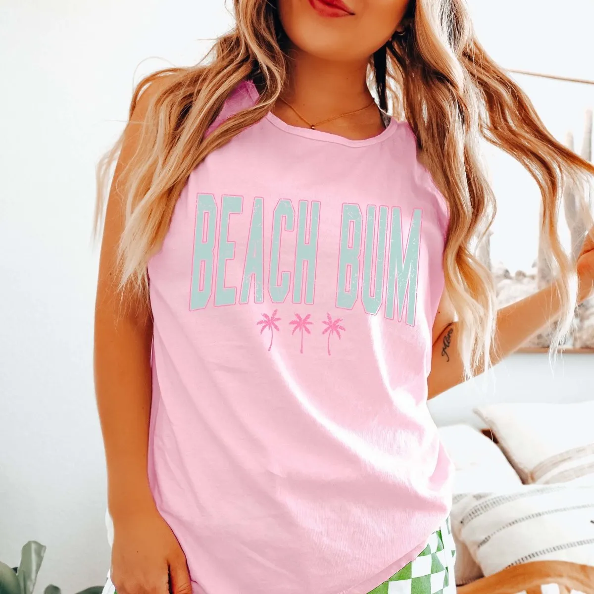 Beach Bum Palm Trees Comfort Color Tank