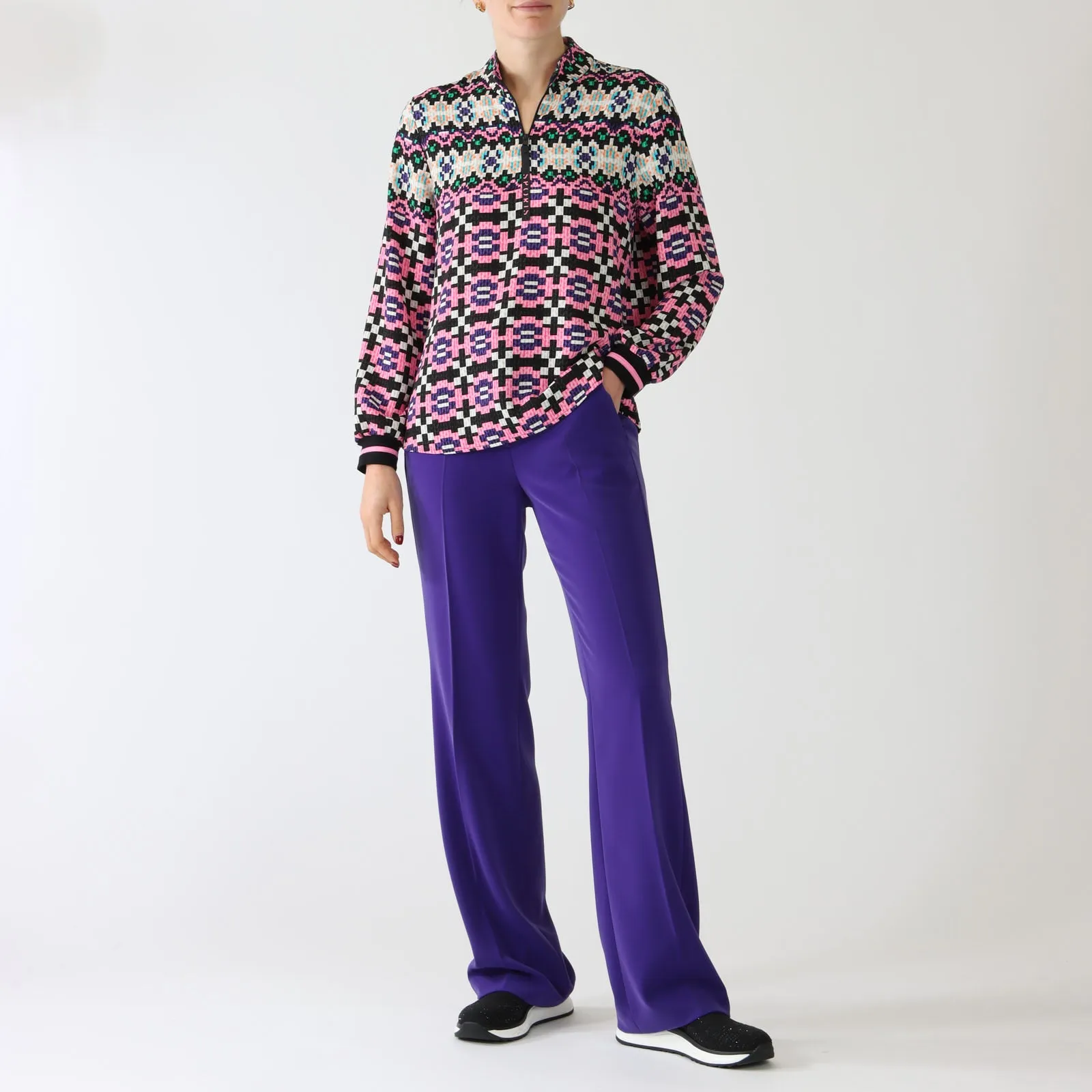 Bright Violet Faid Wide Leg Tailored Pants