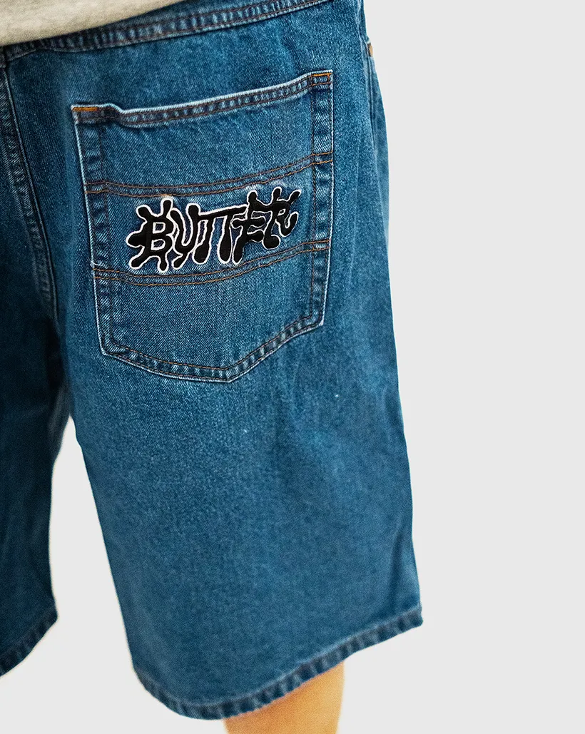 Butter Goods Ink Denim Shorts - Worn Blue