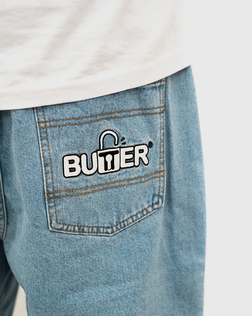 Butter Goods Lock Denim Shorts - Light Indigo