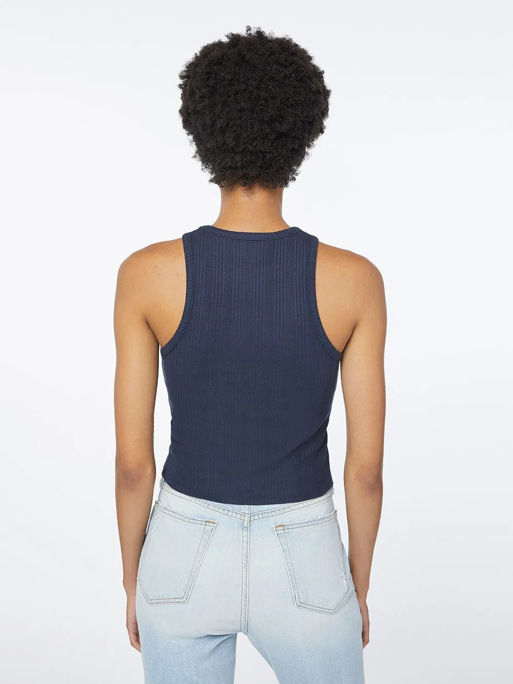 Cropped Rib Tank -- Navy