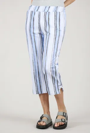 Distressed Stripe Capri Pant, Aster/White