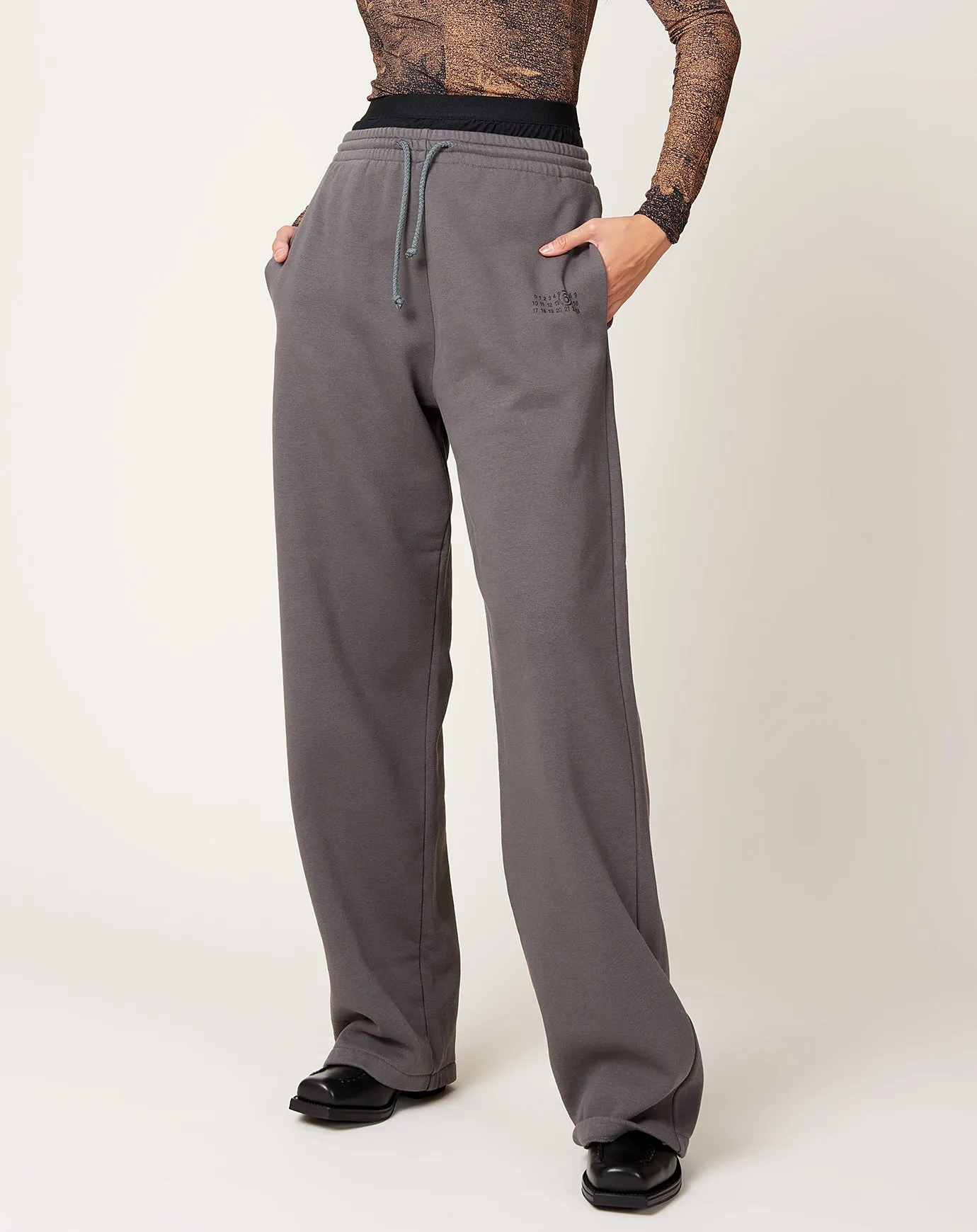 Double Layer Straight Leg Sweatpant in Grey