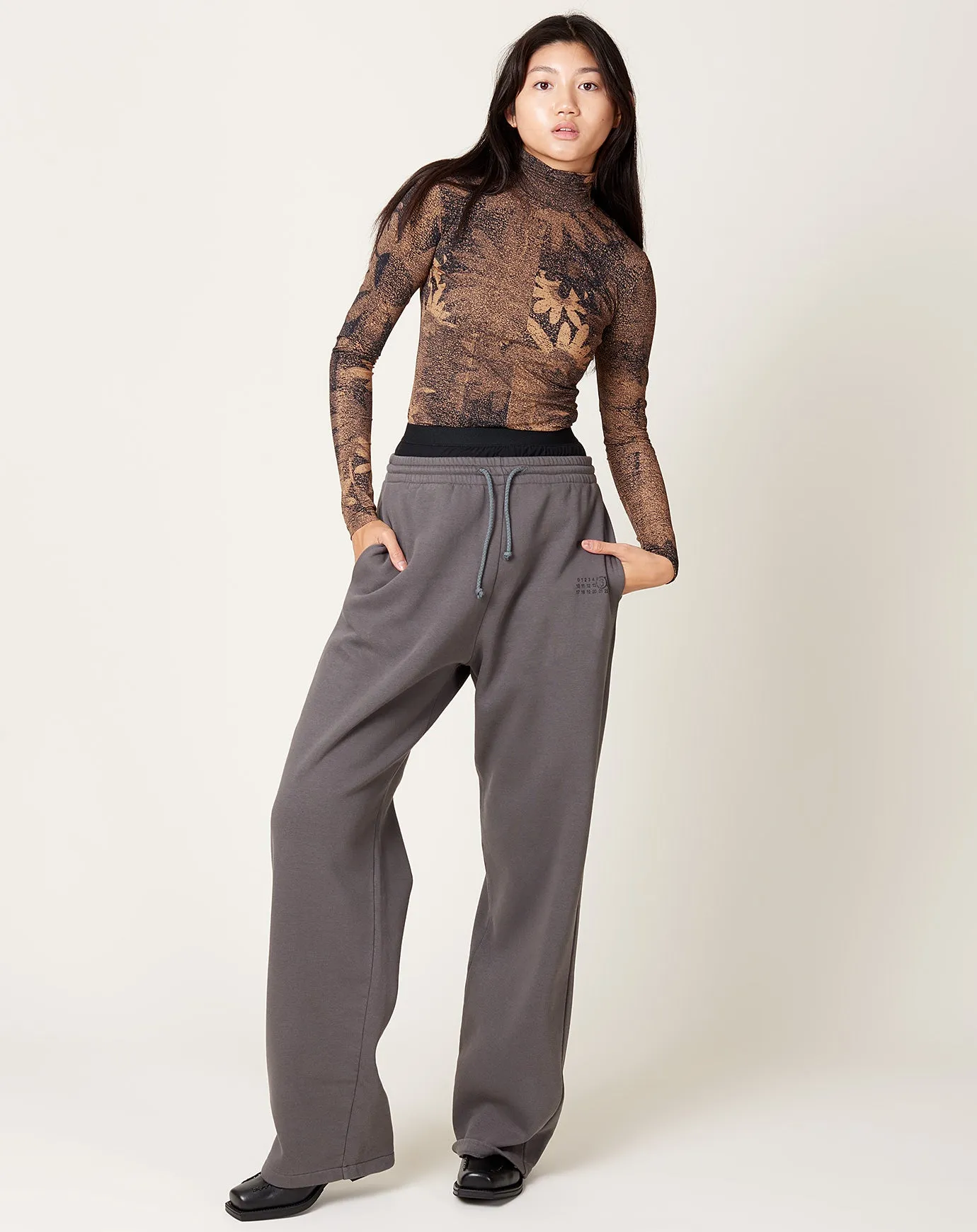 Double Layer Straight Leg Sweatpant in Grey