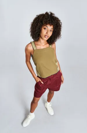 Emmie Linen Shorts Berry Red