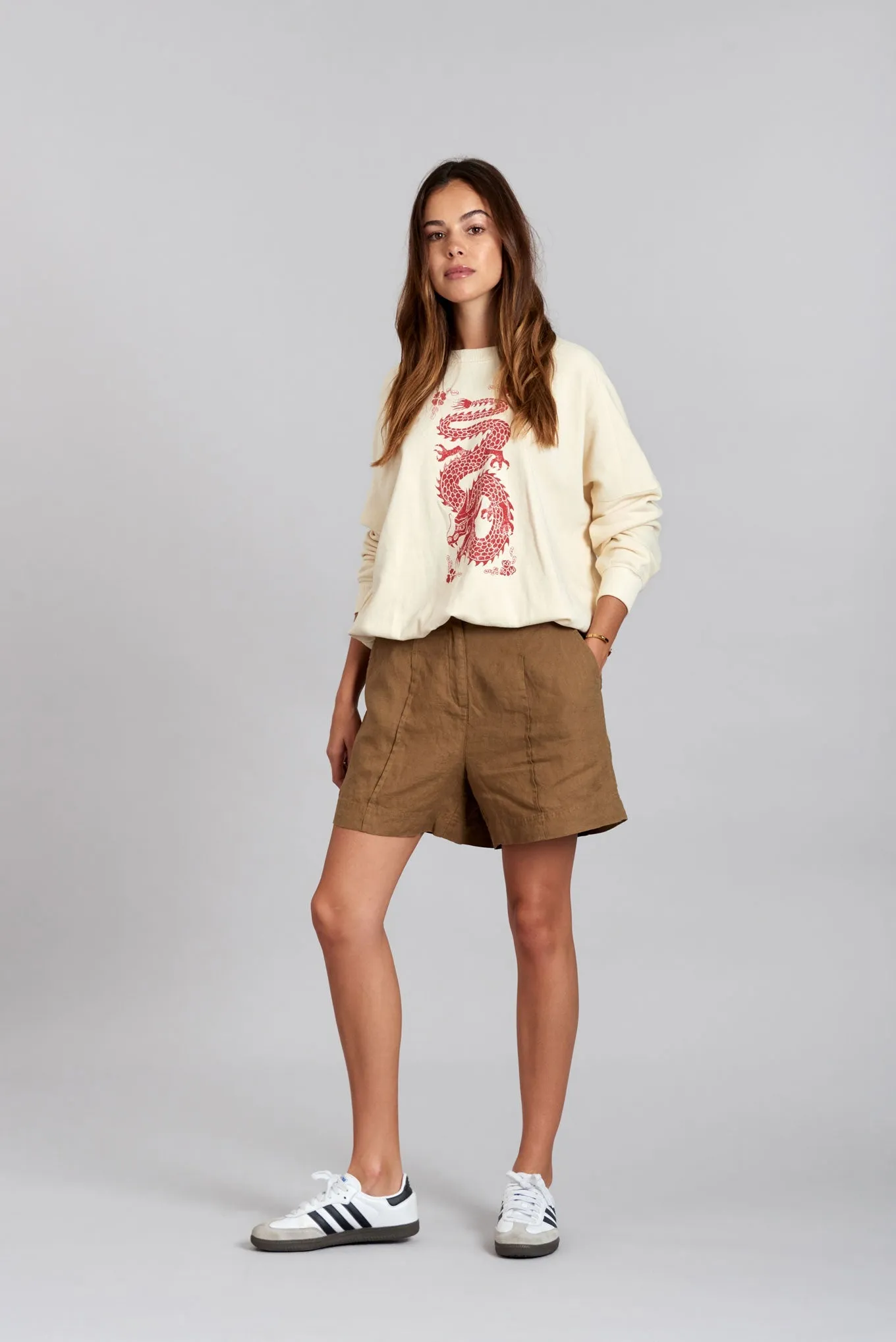 Emmie Linen Shorts Khaki