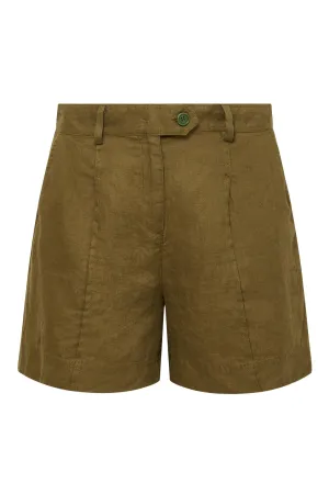 Emmie Linen Shorts Khaki