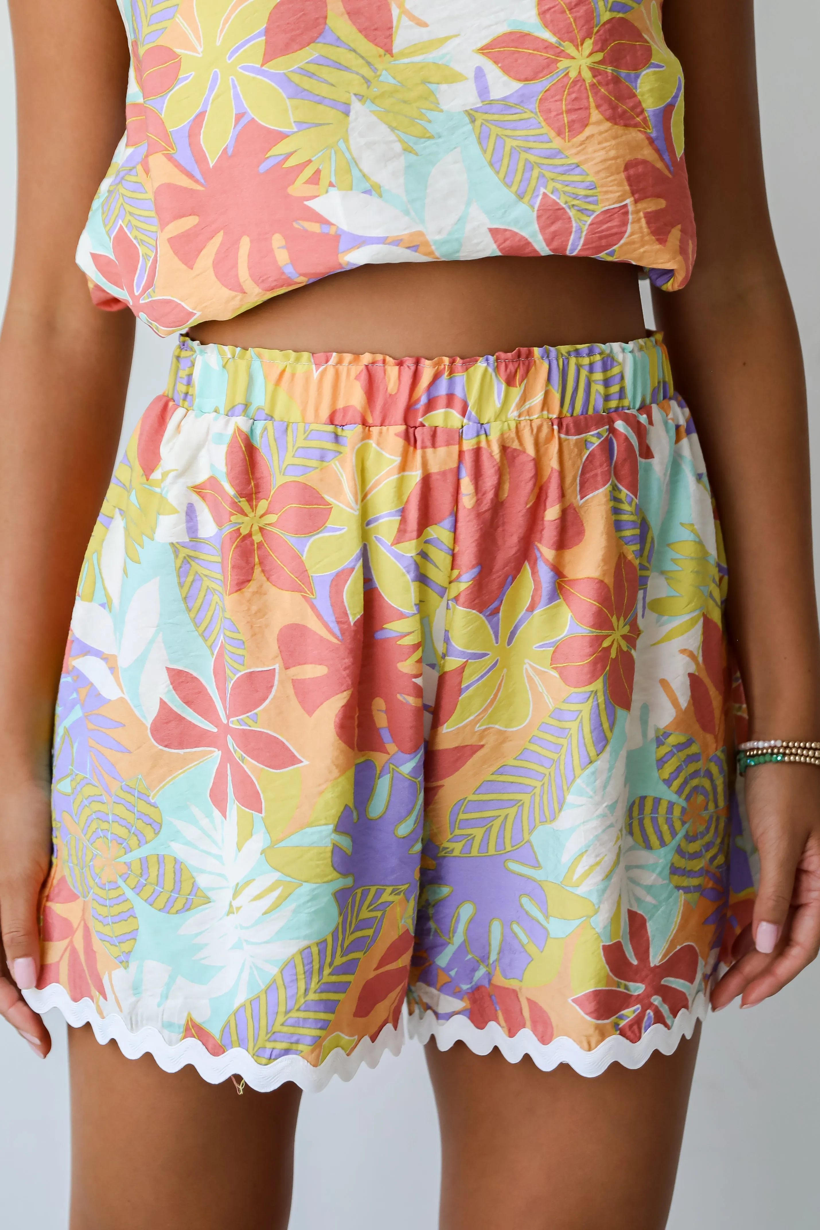 FINAL SALE - Oasis Awaits Ivory Tropical Shorts