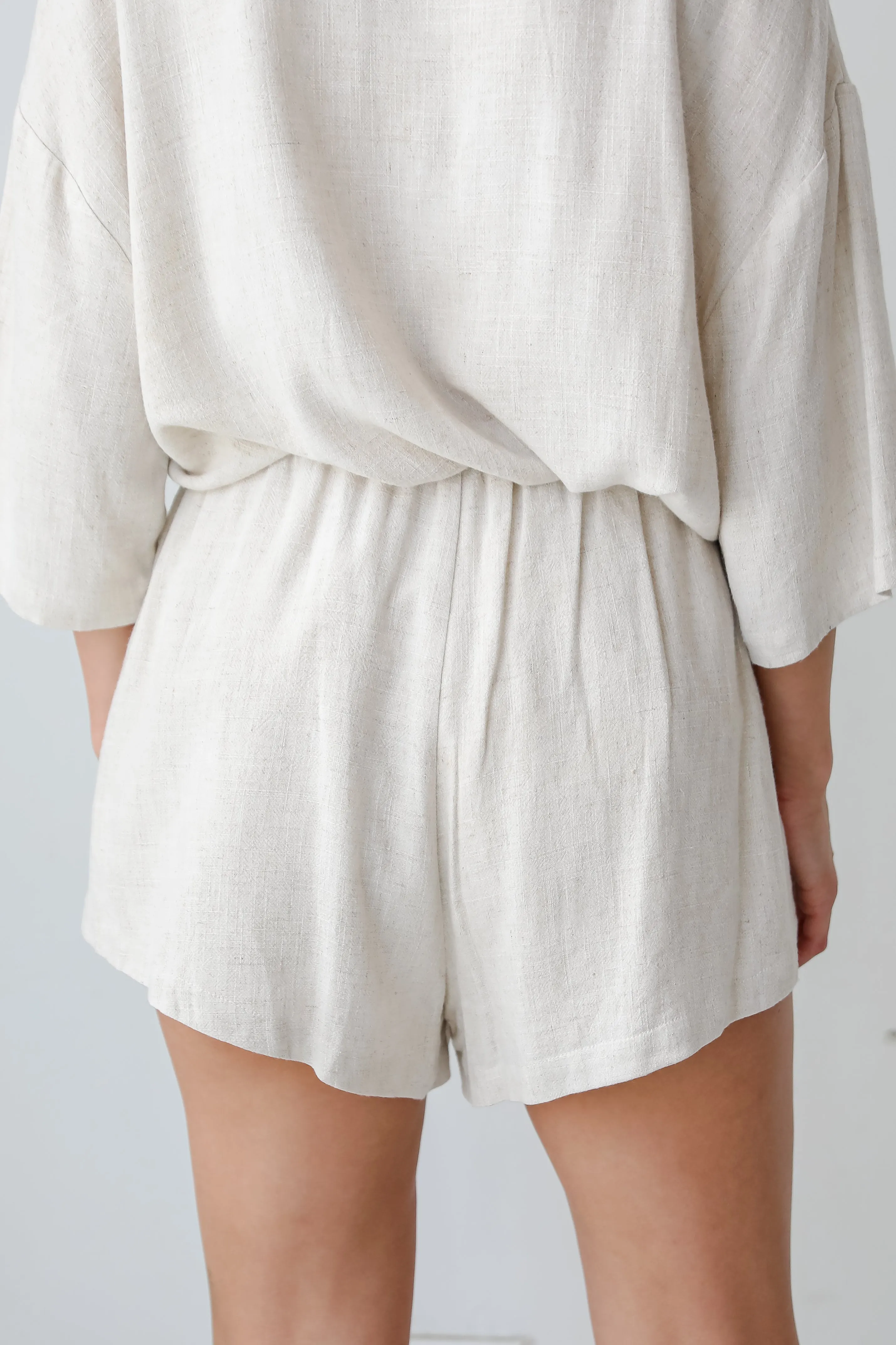 FINAL SALE - Summer Escapades Oatmeal Linen Shorts - DU DEAL