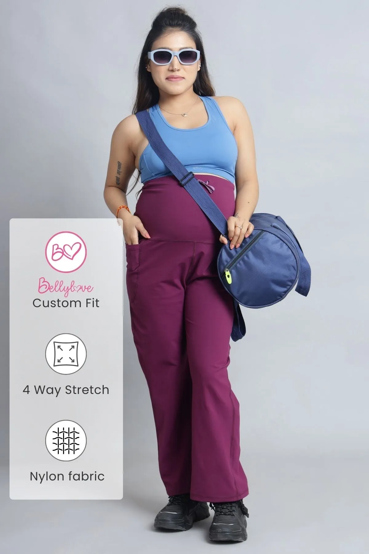 Full Bump-Coverage Wine Flair Maternity Pants