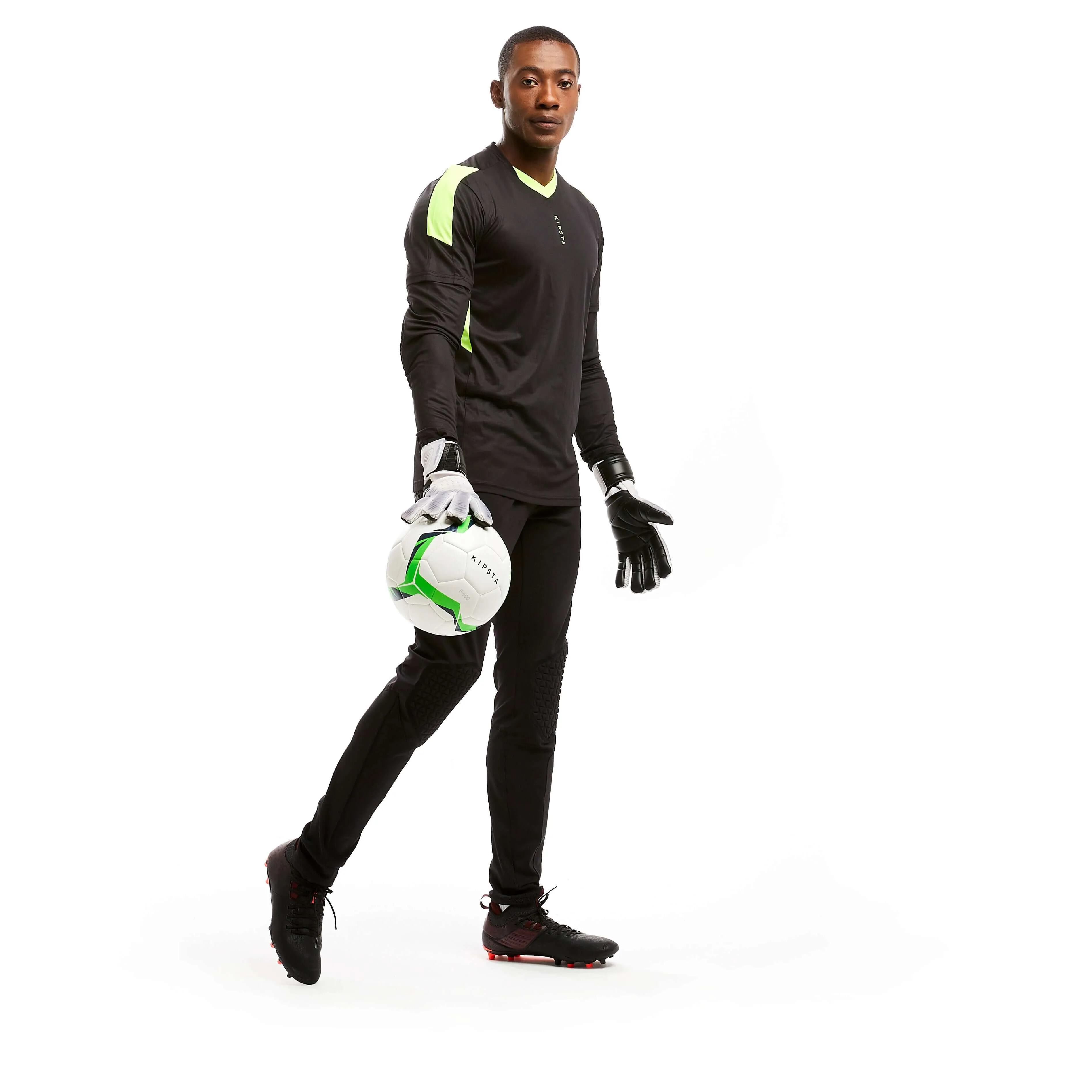 Goalkeeper long football pants Kipsta F500 adults, black