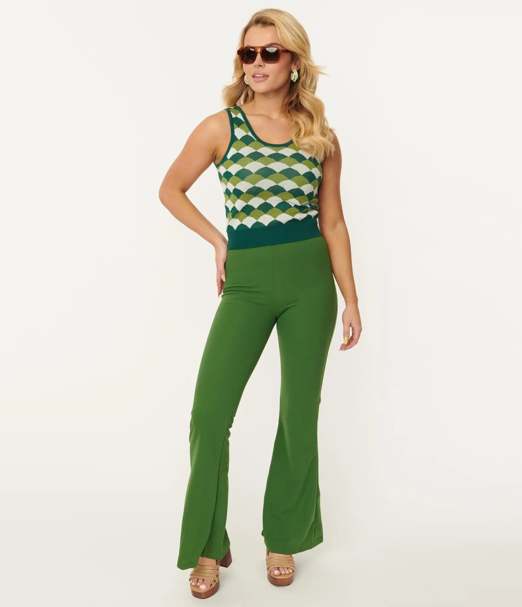 Green Flare Pants