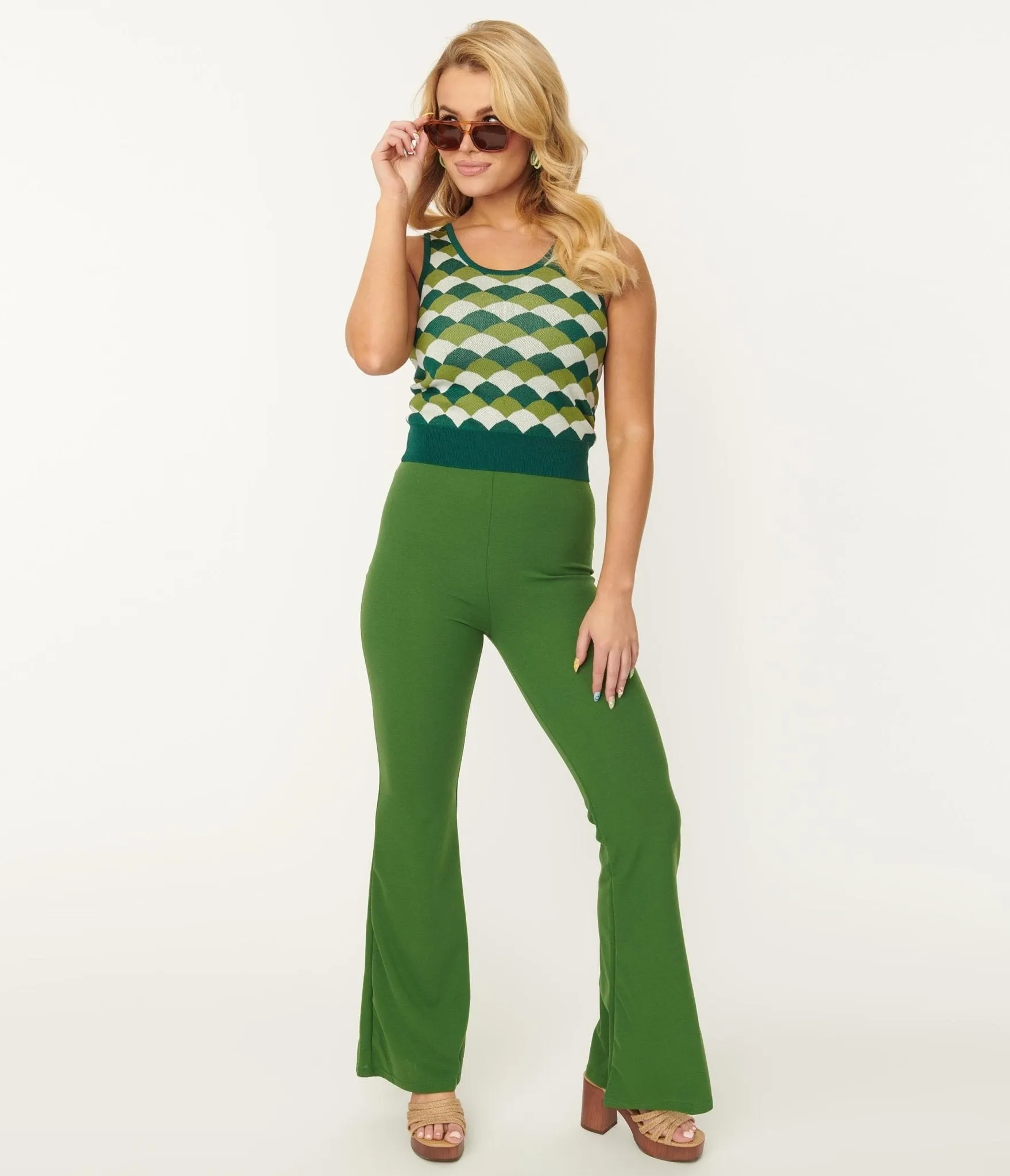 Green Flare Pants