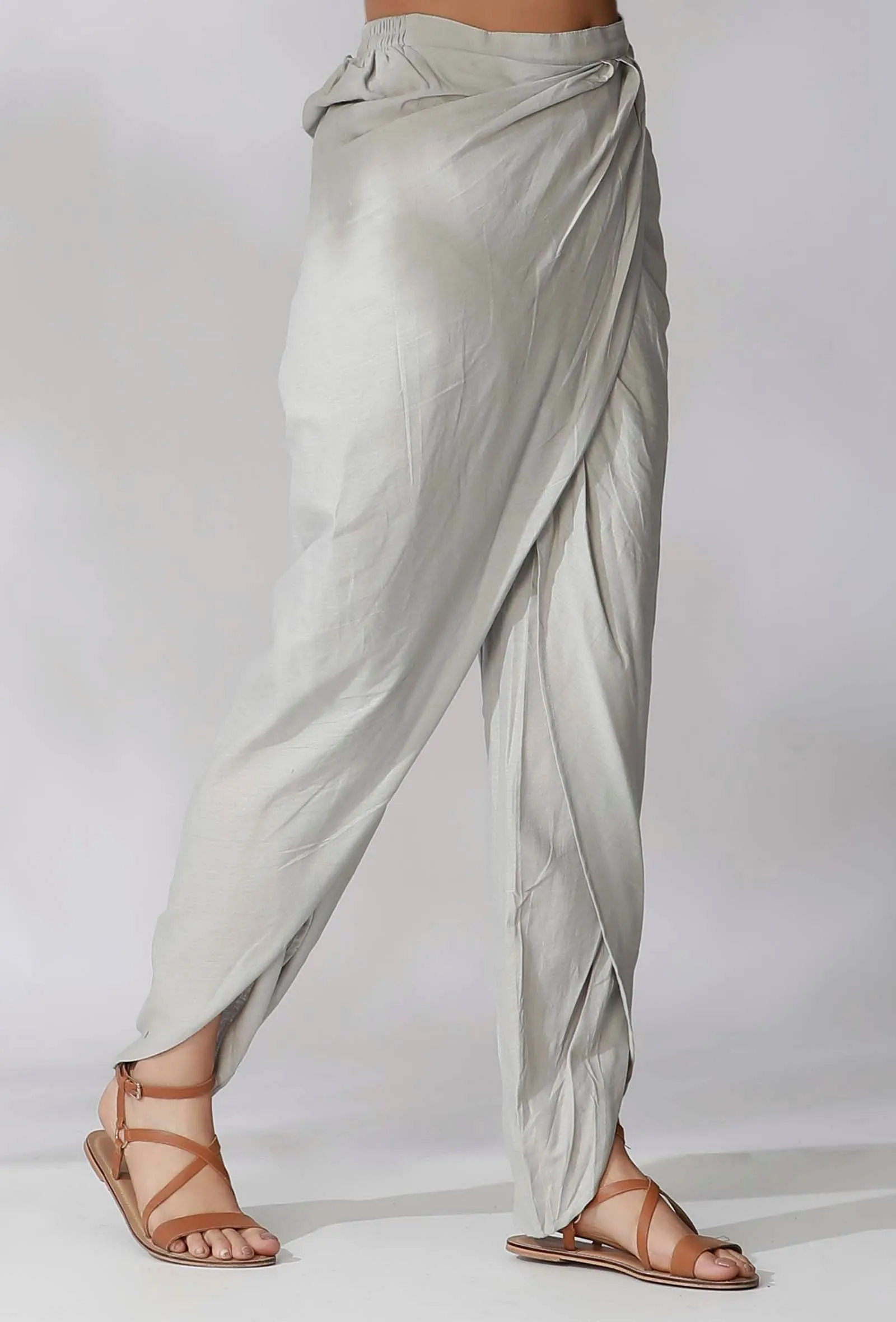 Grey Cotton Dhoti Pants