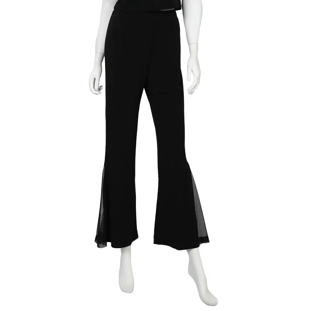 IC Collection Mesh Trim Flair Pant in Black - 4897P- BLK