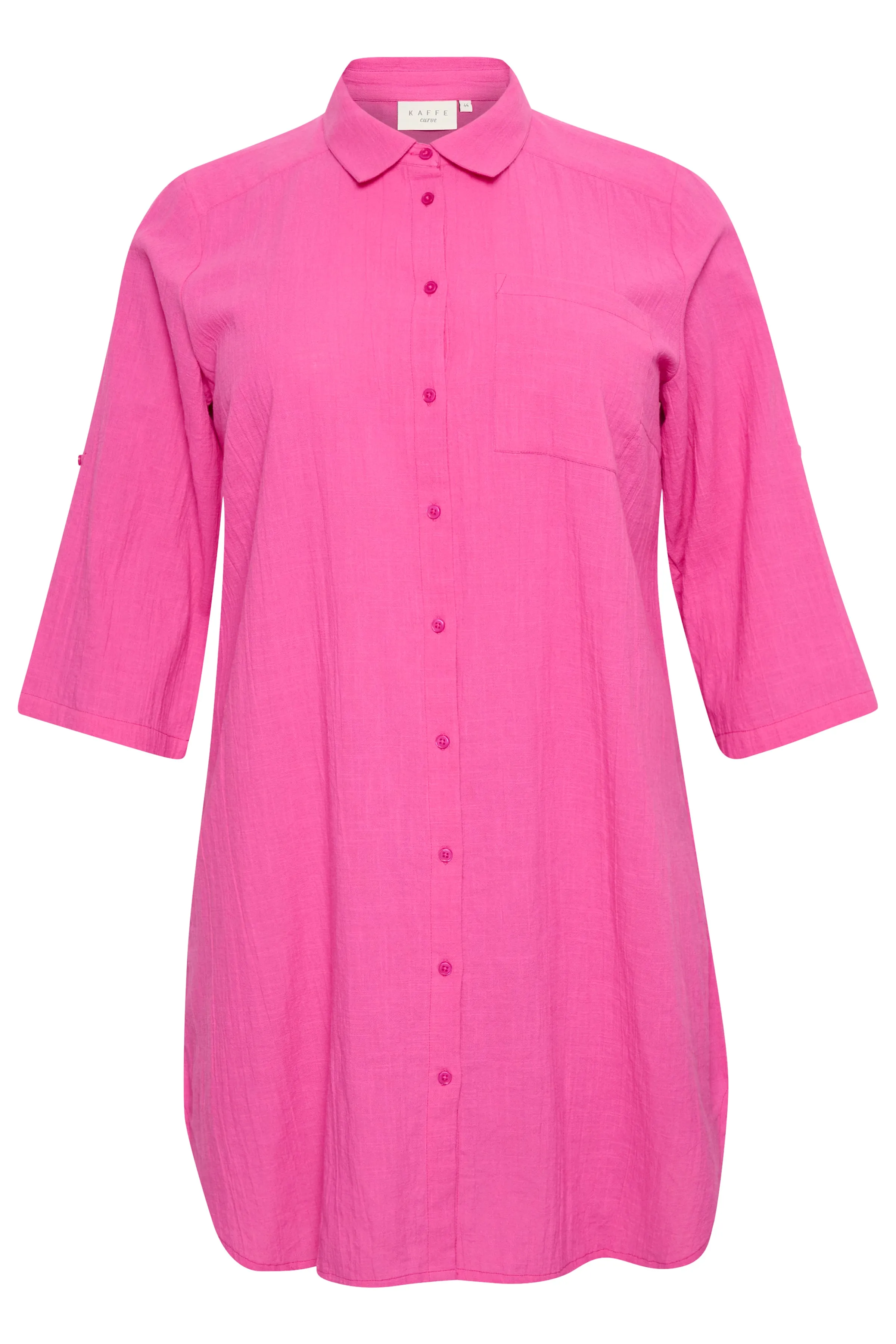 Kaffe Curve Paula Long Shirt In Pink