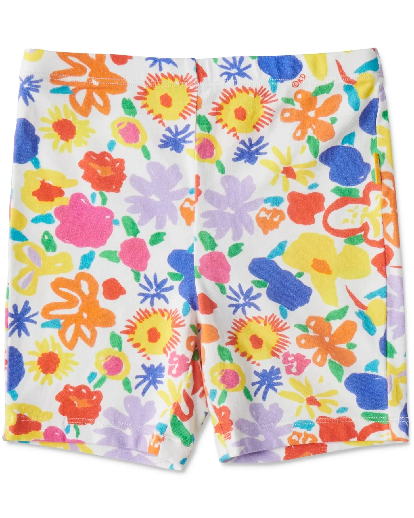 Kip & Co x Ken Done Summer Floral White Organic Cotton Bike Shorts