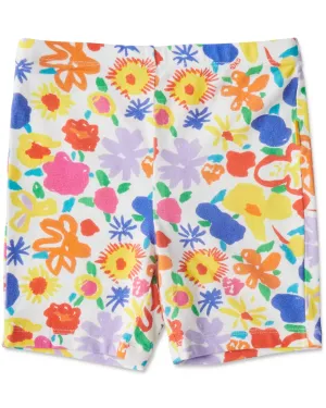 Kip & Co x Ken Done Summer Floral White Organic Cotton Bike Shorts