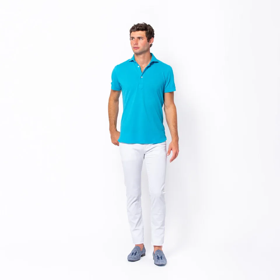 Knit Polo in Aqua