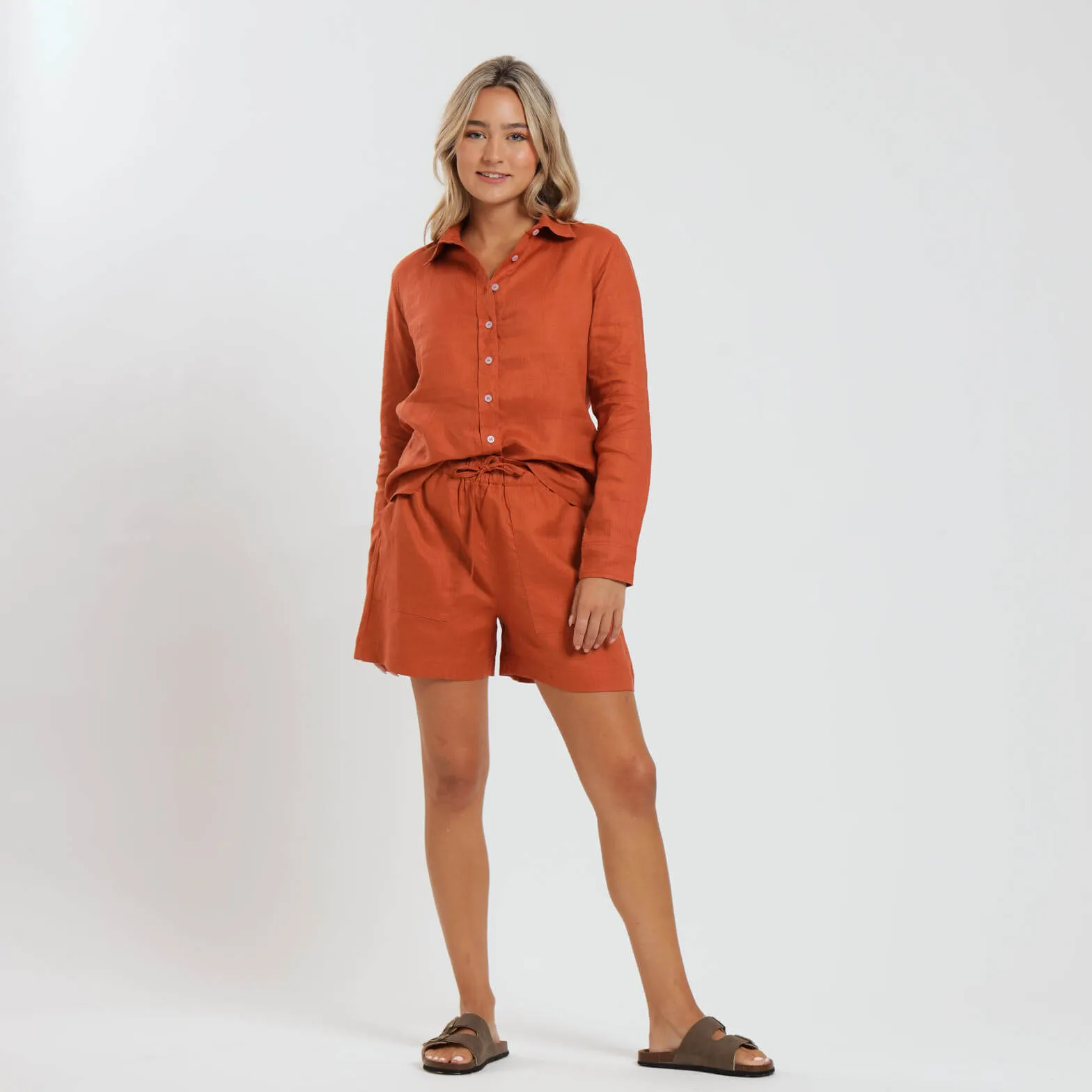 Ladies Linen - Shorts | Rust