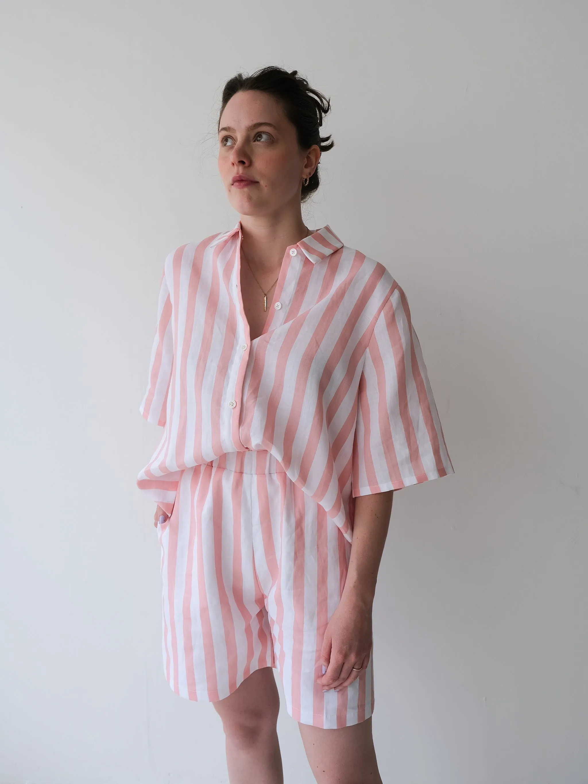 MANDY pink stripes bermuda