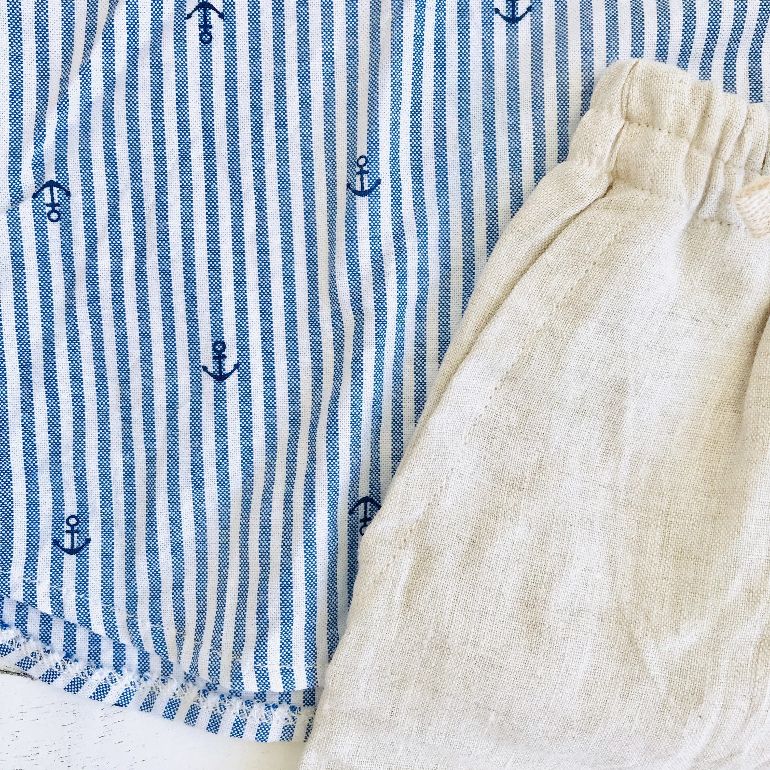 Maple Top & Shorts in Anchor Stripes and Beige Linen