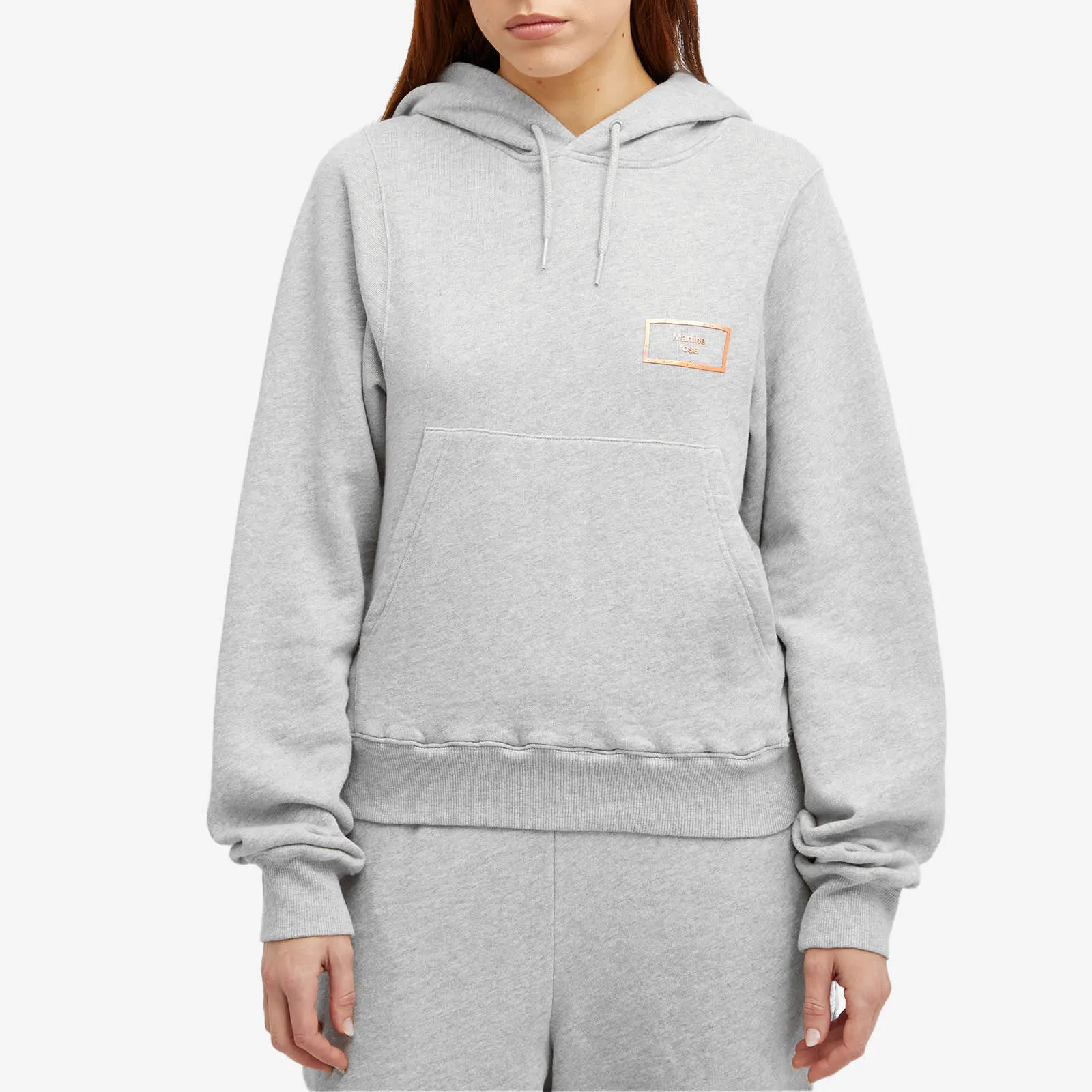 Martine Rose Shrunken Logo Hoodie in Gray Marl