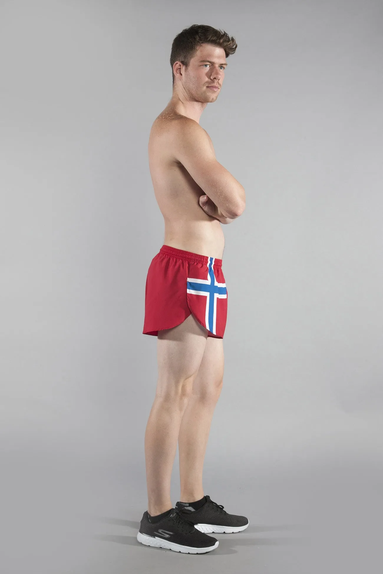 Men's Flag 1" Elite Split Shorts [N] - Norway