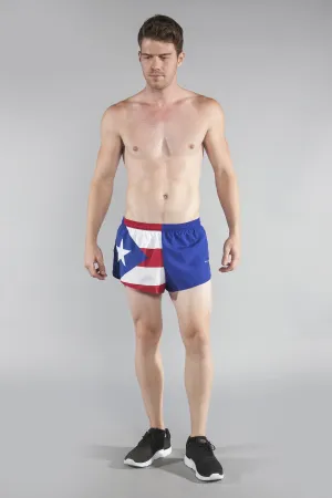 Men's Flag 1" Elite Split Shorts [O-R] - Puerto Rico