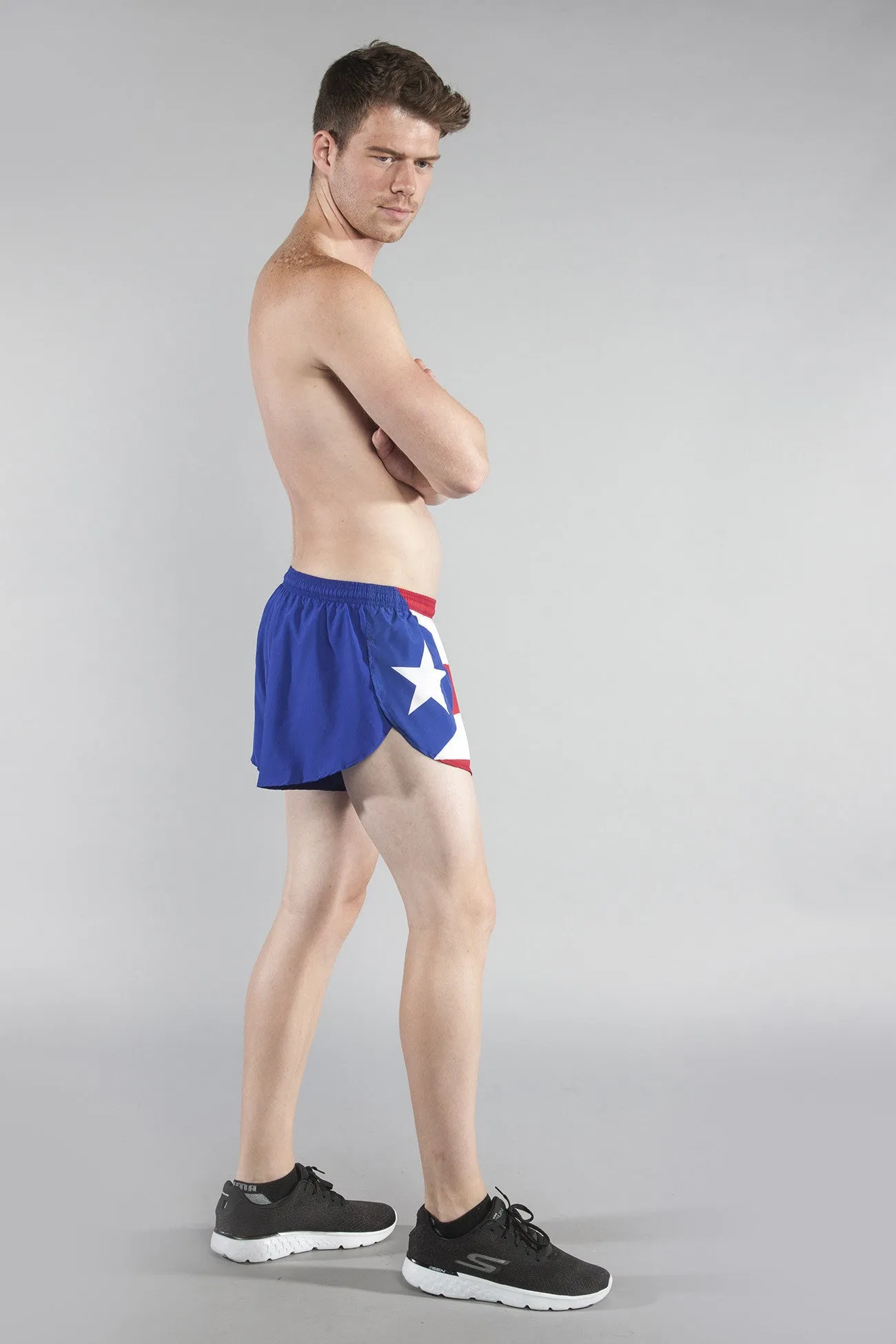 Men's Flag 1" Elite Split Shorts [O-R] - Puerto Rico