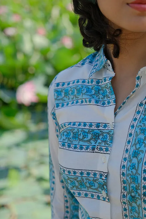 Okhai "Blossom Ballad" Handblock Printed Pure Cotton Shirt