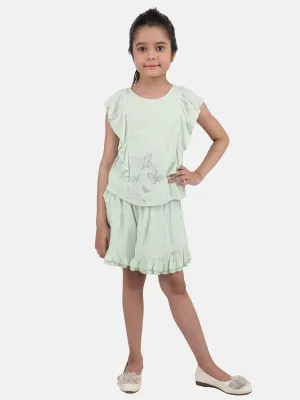 One Friday Kids Girls Mint Color Casual Cotton Skirt