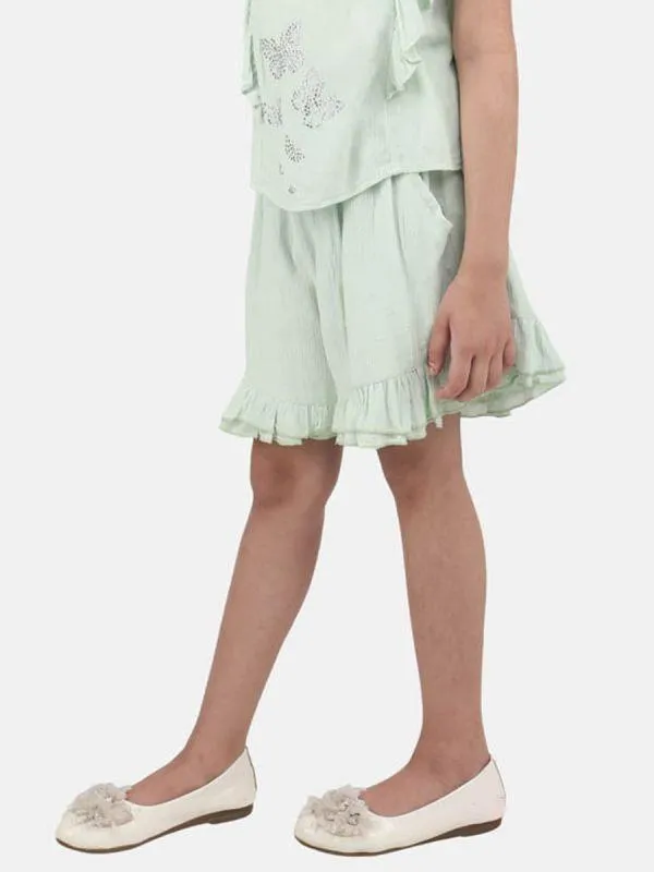 One Friday Kids Girls Mint Color Casual Cotton Skirt