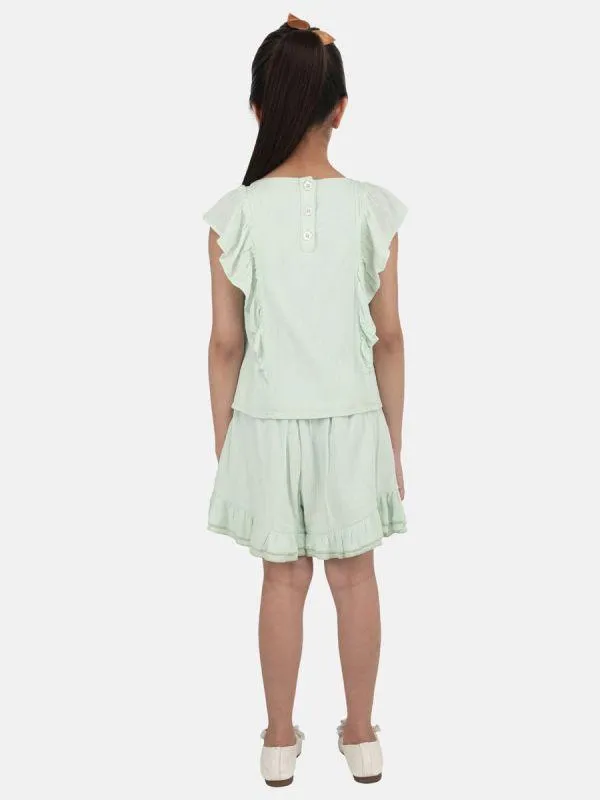 One Friday Kids Girls Mint Color Casual Cotton Skirt