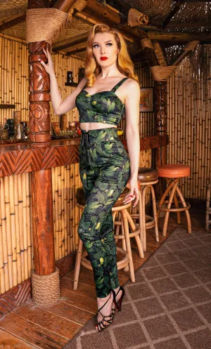 Palermo Corset Pants in Tropical Leaves