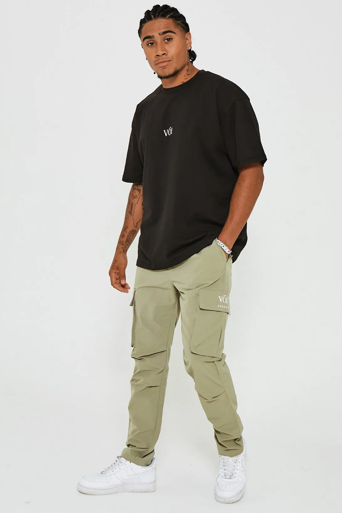 Park Place Tapered Cargo Woven Pants - Khaki