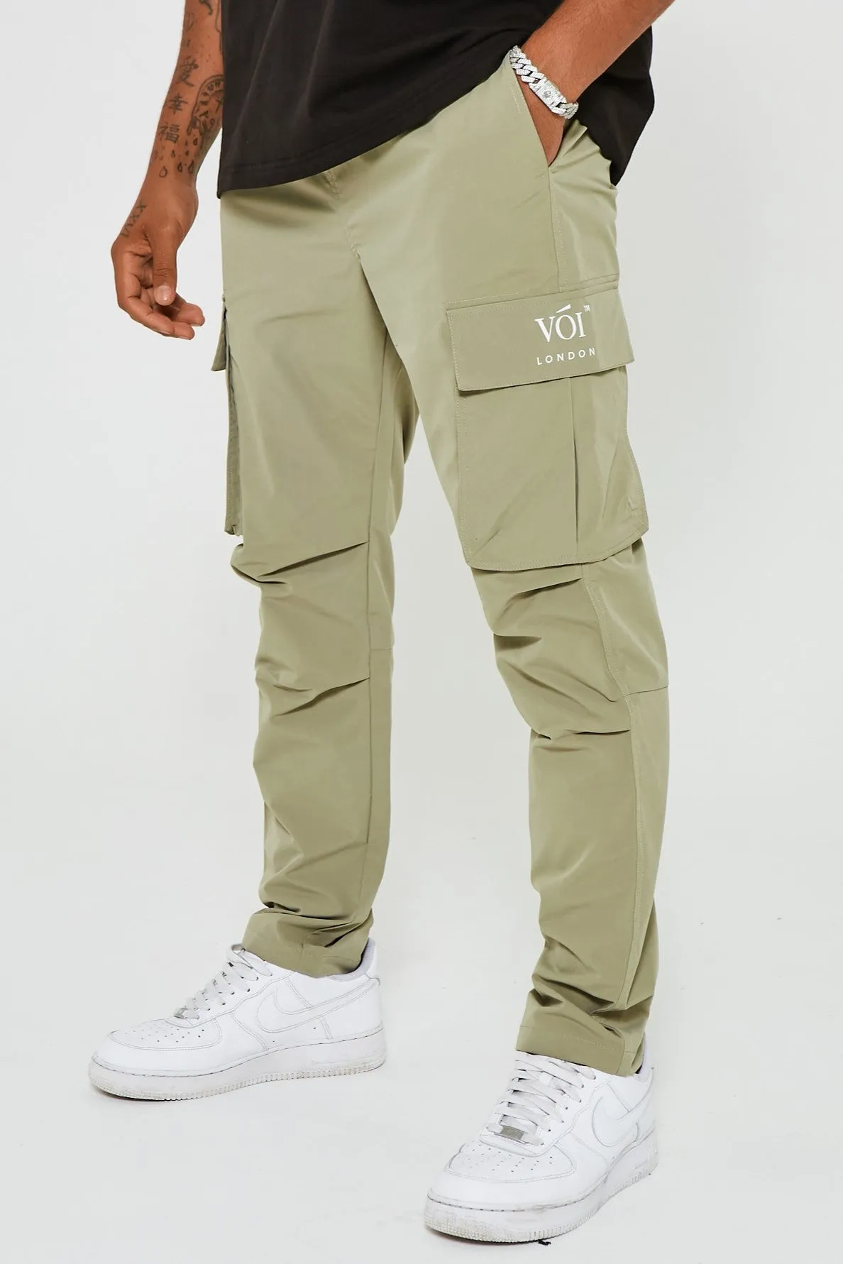 Park Place Tapered Cargo Woven Pants - Khaki