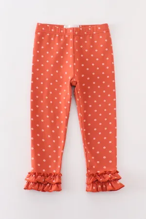 Platinum rust dot ruffle girl pants