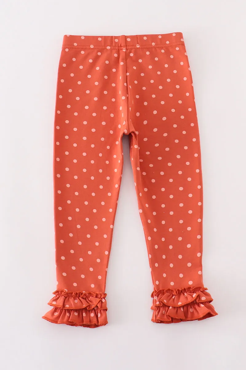 Platinum rust dot ruffle girl pants