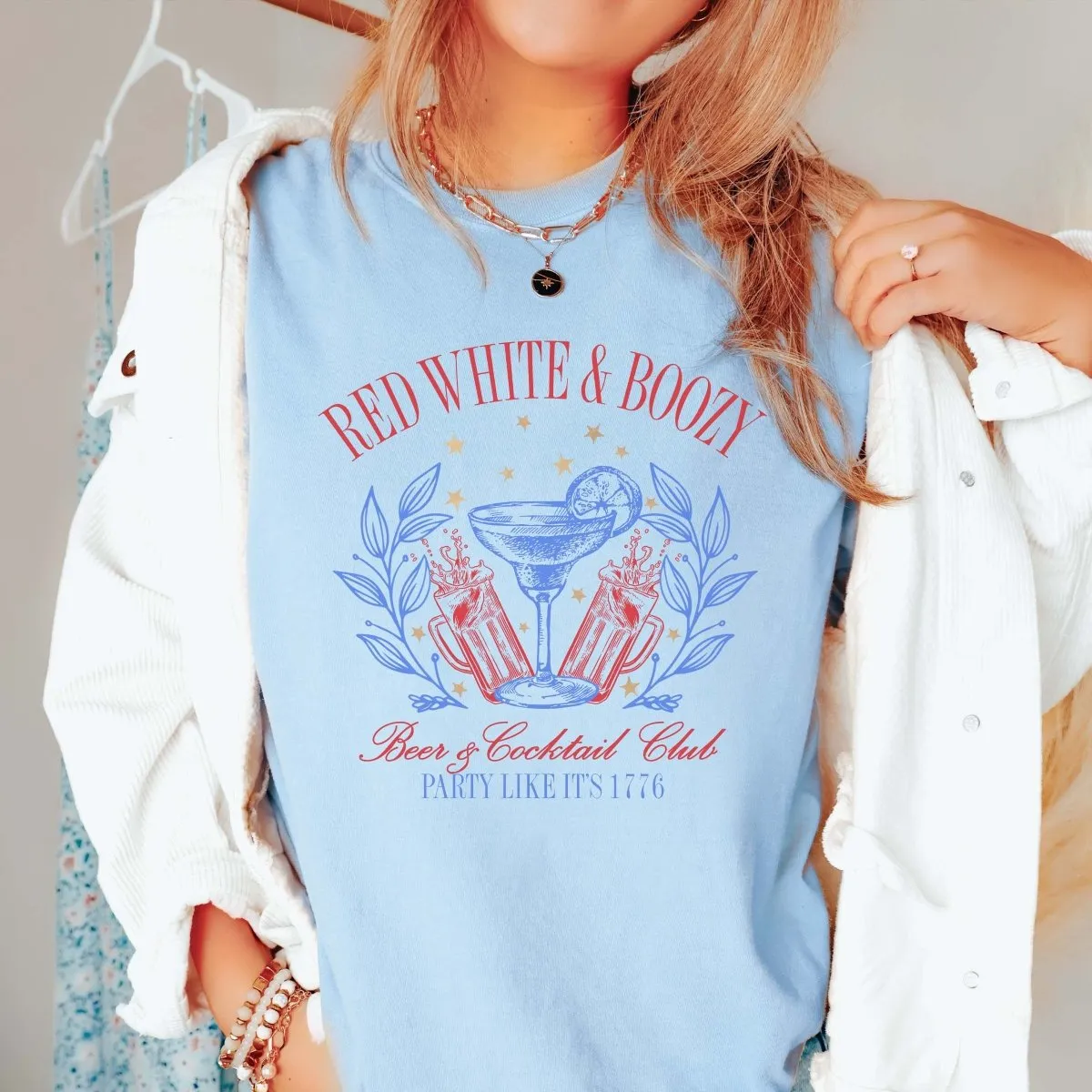 Red White & Boozy Cocktail Club Comfort Color Tee