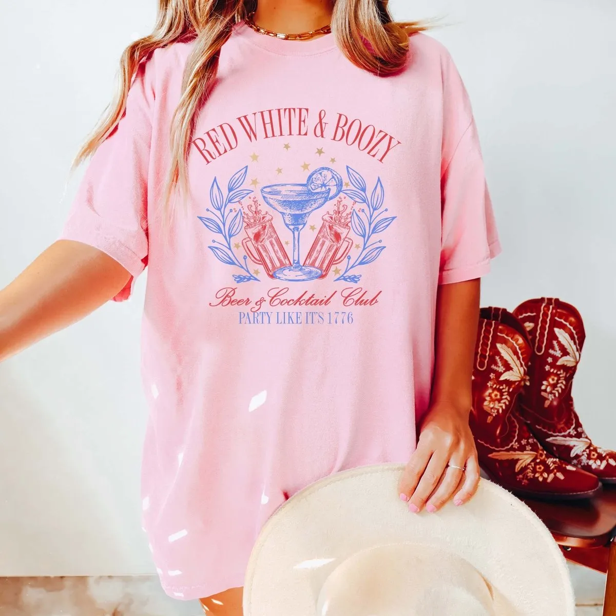 Red White & Boozy Cocktail Club Comfort Color Tee