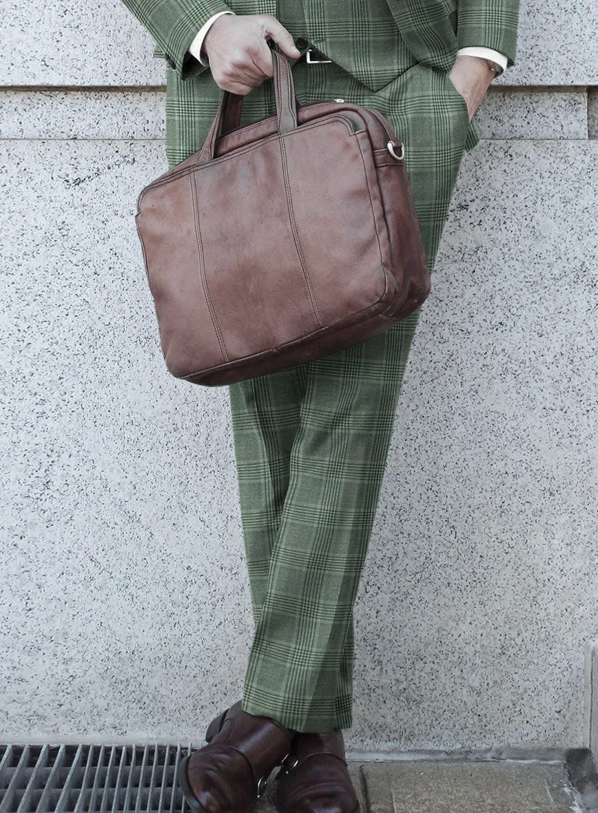 Reda Celadon Green Checks Wool Pants