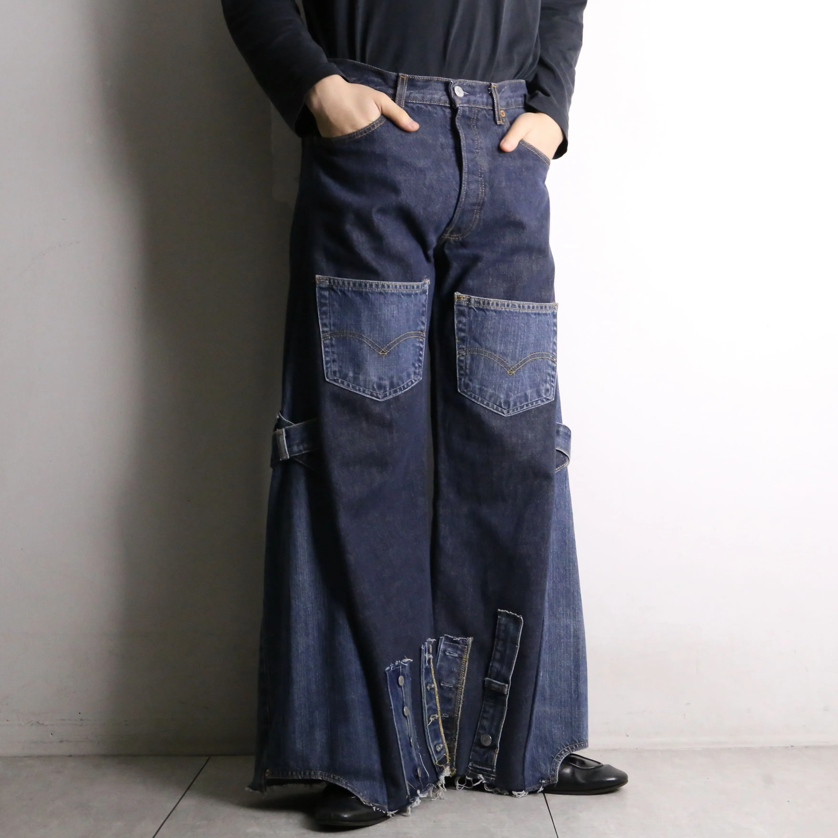 remake "再構築" baggy flair denim pants