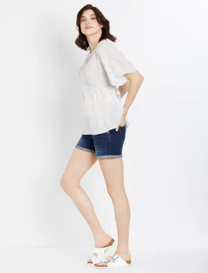 Secret Fit Belly Cuffed Maternity Shorts in Dark Wash