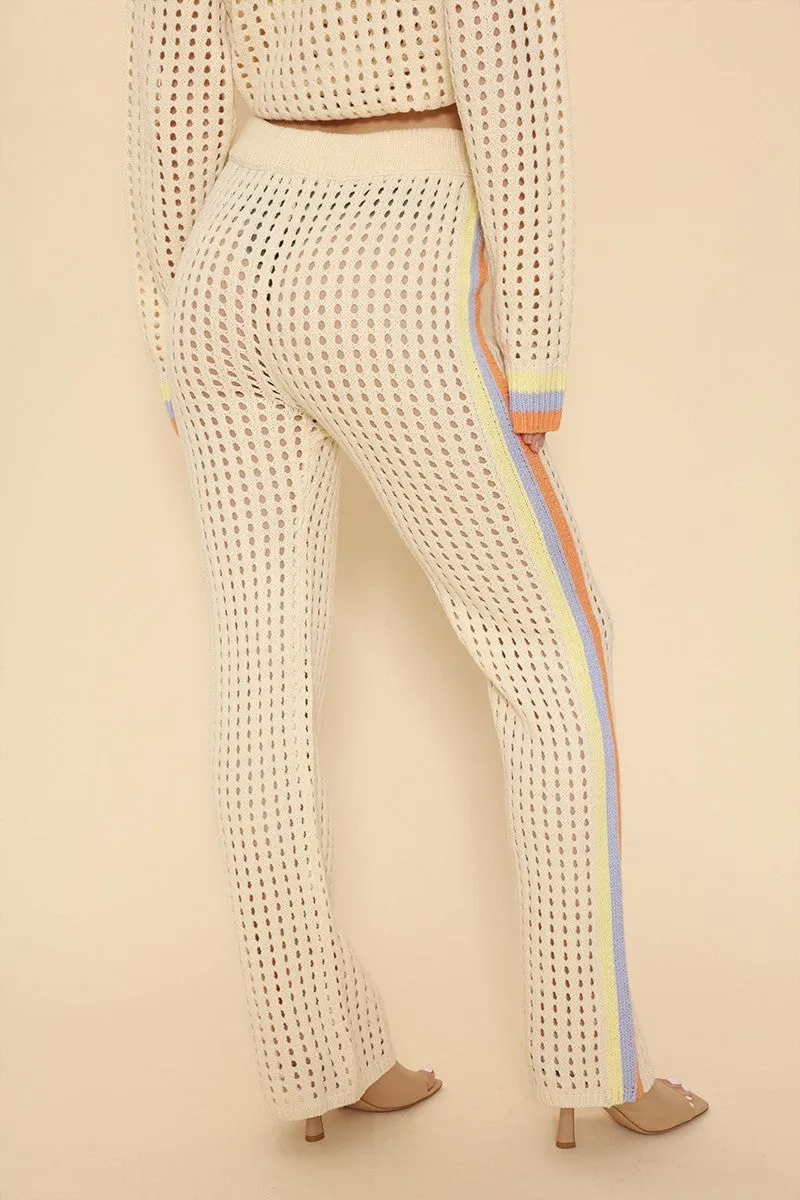 Side stripe knit pants