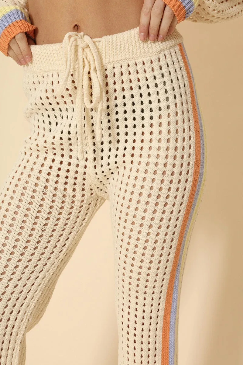 Side stripe knit pants