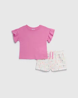 Toddler Girls Confetti Hearts Short Set